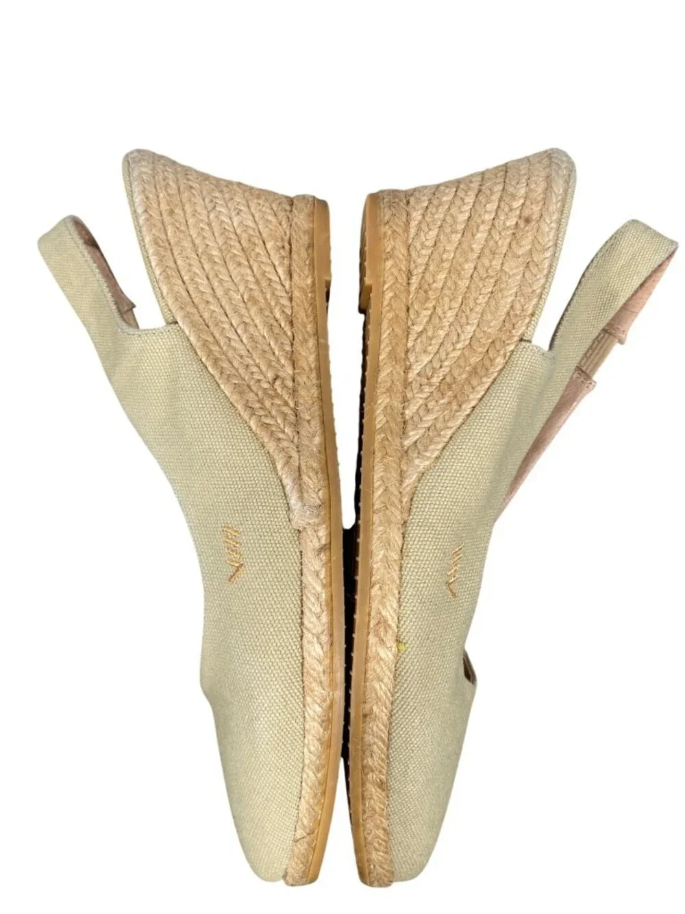 Viscata Barcelona Beige Canvas Slingback Espadrille Wedge Heels Womens Shoes 38